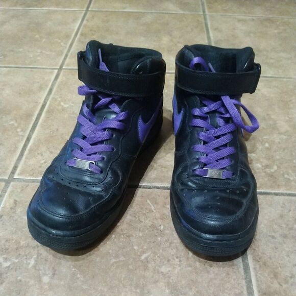 Rare Nike Men's 9.5 Air Force 1 82’ (2012) Black Purple Hightops 315123-001 - Picture 2 of 12